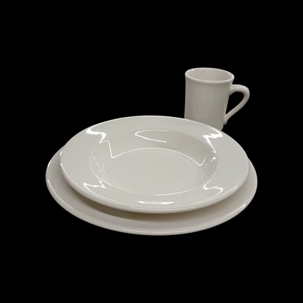 Syracuse China Service For 4; Dinner Salad and Mug; Off-White Color; New in Box